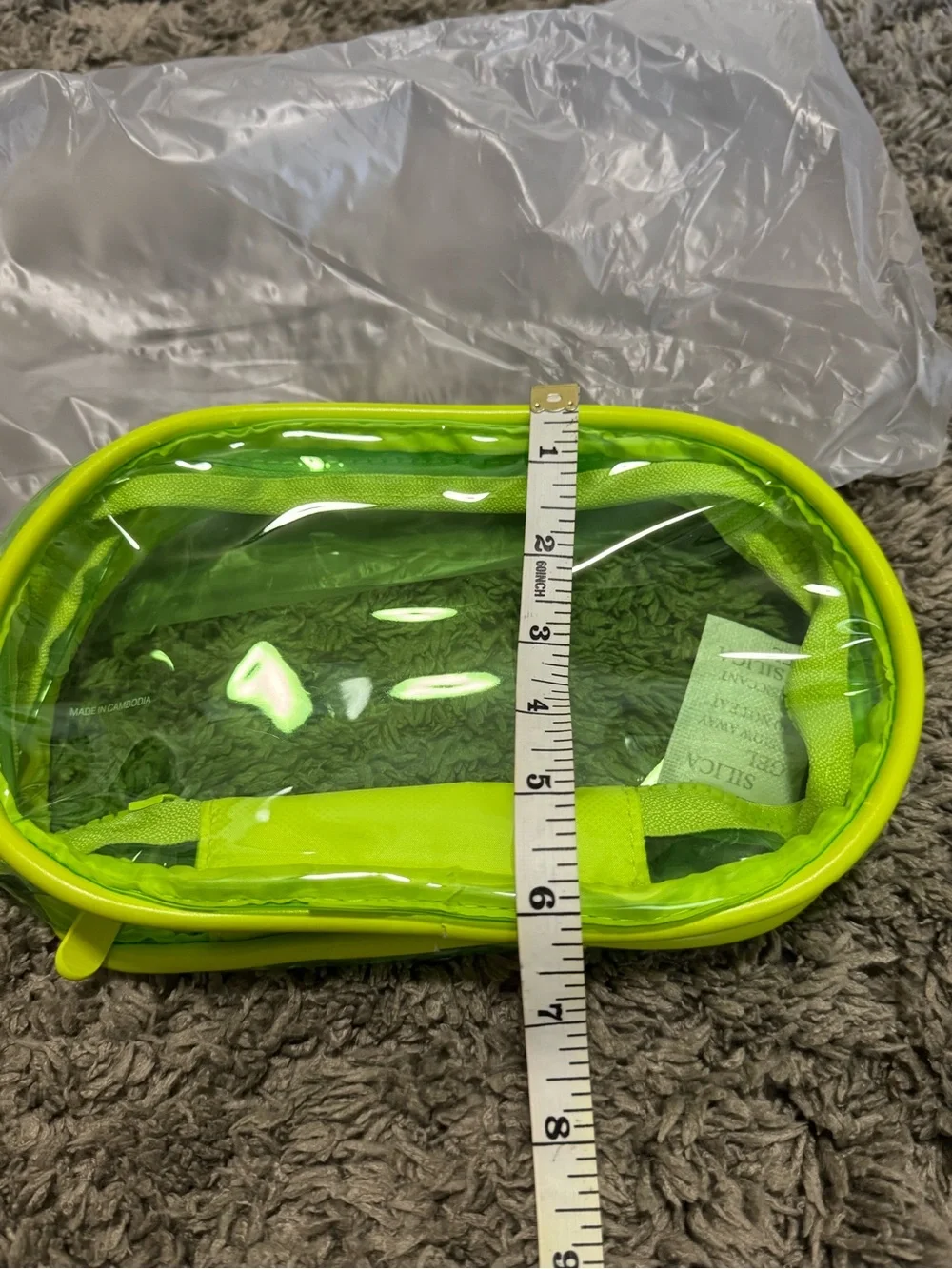 NWT Neon Lime Green Clear Cosmetic Bag / Makeup Pouch